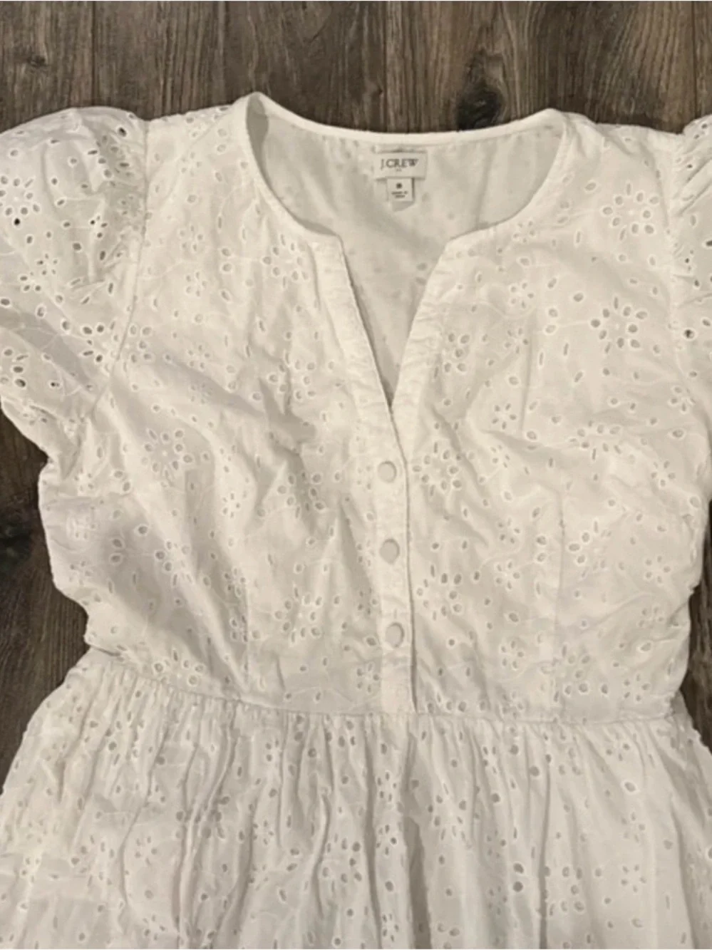 J. Crew White Eyelet Button-Front Maxi Dress